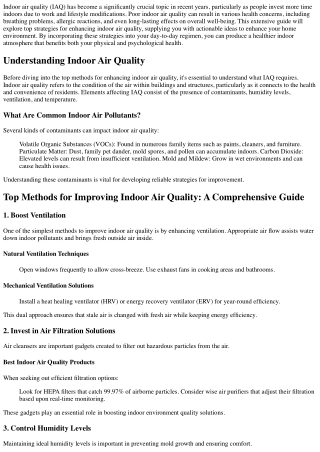 Top Methods for Improving Indoor Air Quality: A Comprehensive Guide