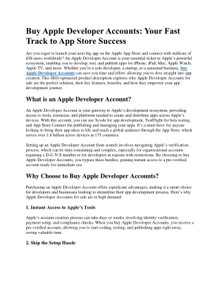 Buy Apple Developer Accounts