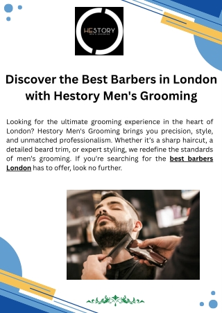 Discover the Best Barbers in London with Hestory Men's Grooming