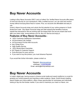 Buy Naver Accounts