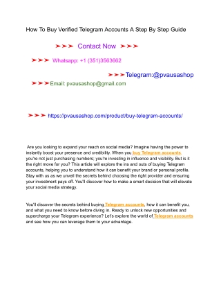 How To Buy Verified Telegram Accounts A Step By Step Guide