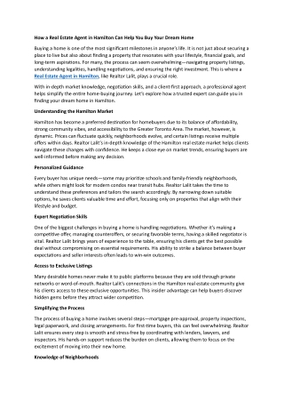 How a Real Estate Agent in Hamilton Can Help You Buy Your Dream Home