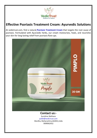 Effective Psoriasis Treatment Cream: Ayurvedic Solutions