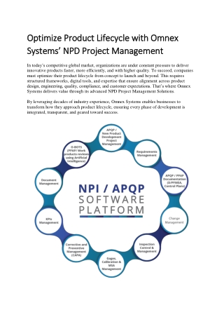 NPD Project Management Solutions