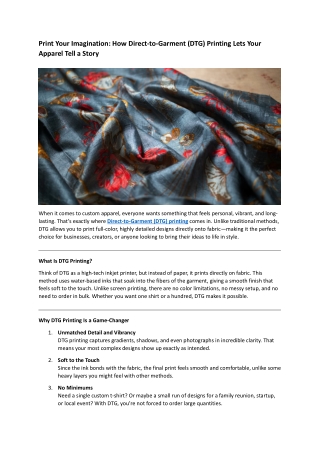Print Your Imagination: How Direct-to-Garment (DTG) Printing Lets Your Apparel