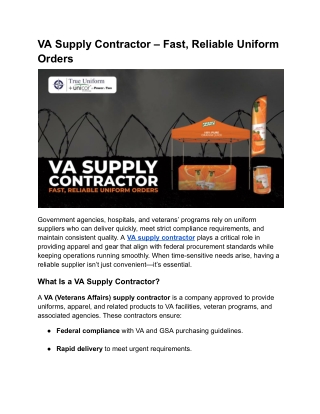 VA Supply Contractor – Fast, Reliable Uniform Orders