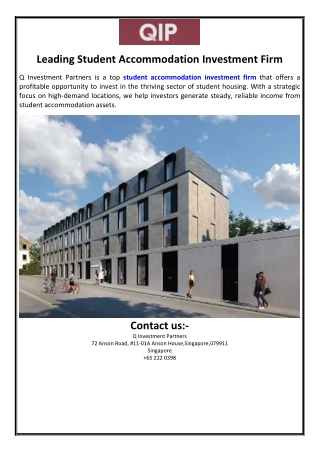 Leading Student Accommodation Investment Firm