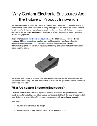Custom Electronic Enclosures _ Toolless Plastic Solutions INC. – No Molds, Fast CNC Production