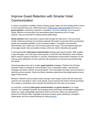 Improve Guest Retention with Smarter Hotel Communication