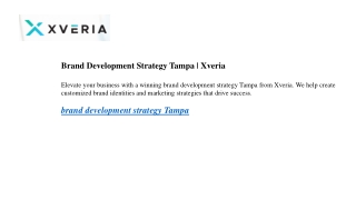 Brand Development Strategy Tampa  Xveria