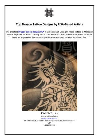Top Dragon Tattoo Designs by USA-Based Artists