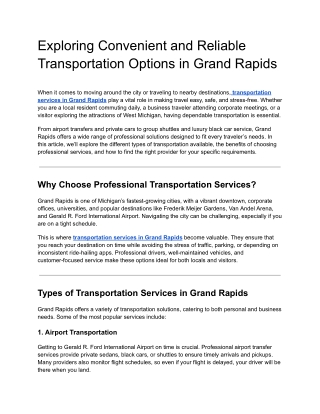 _transportation services in Grand Rapids