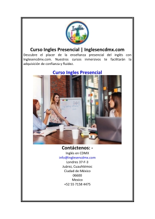 Curso Ingles Presencial Inglesencdmx.com