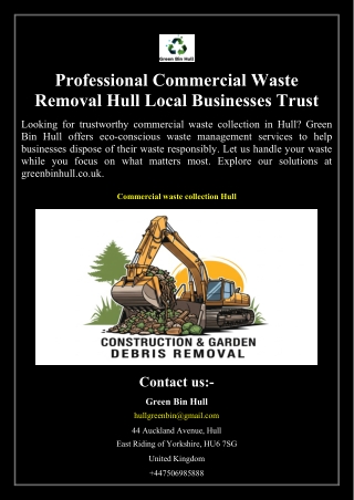 Professional Commercial Waste Removal Hull Local Businesses Trust