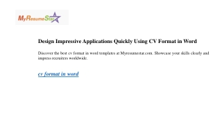 Design Impressive Applications Quickly Using CV Format in Word