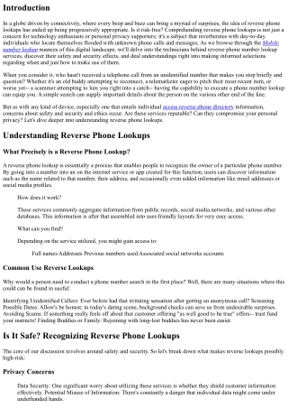Is It Safe? Understanding Reverse Phone Search