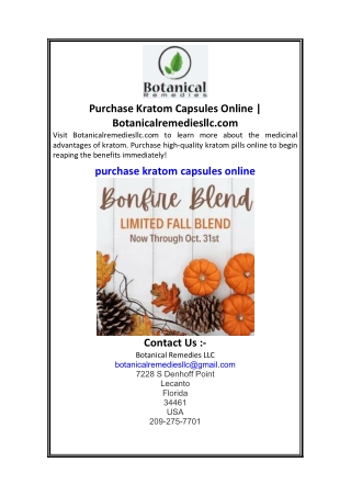 Purchase Kratom Capsules Online Botanicalremediesllc.com