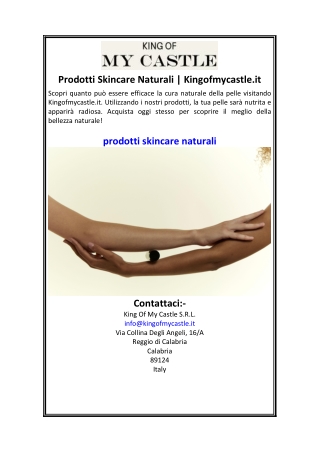 Prodotti Skincare Naturali  Kingofmycastle.it