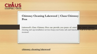 Chimney Cleaning Lakewood Claus Chimney Pros