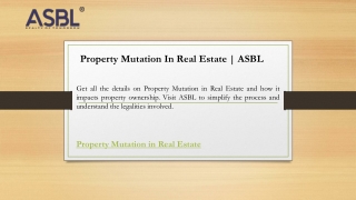 Property Mutation In Real Estate ASBL