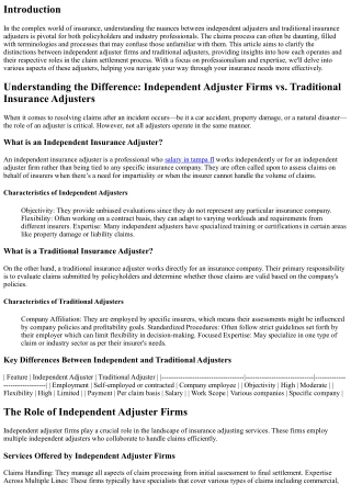 **Understanding the Difference: Independent Adjuster Firms vs. Traditional Insur