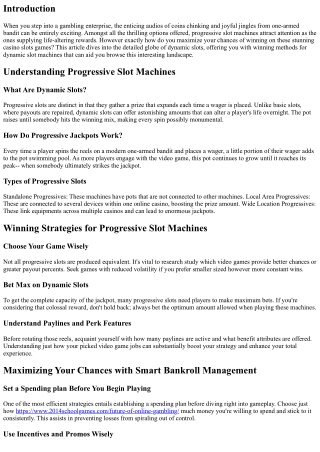 Winning Strategies for Progressive Port Machines