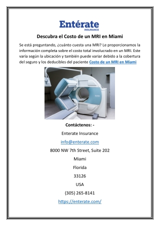 Descubra el Costo de un MRI en Miami