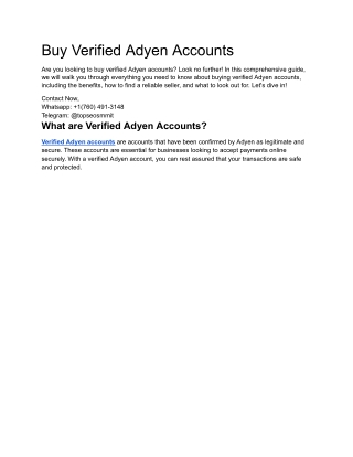 Buy Verified Adyen Accounts