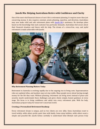 Junchi Ma Helping Australians Retire with Confidence and Clarity