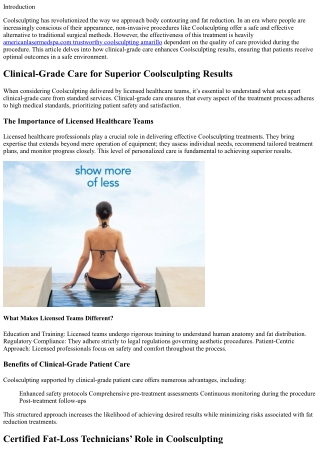 Clinical-Grade Care for Superior Coolsculpting Results