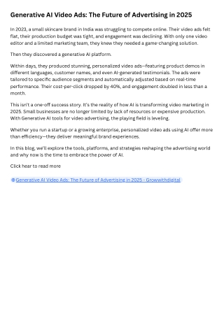 Generative AI Video Advertising