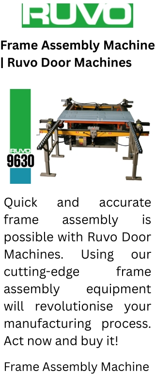 Frame Assembly Machine  Ruvo Door Machines