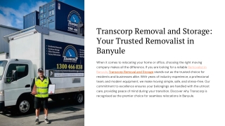 Transcorp Removal and Storage – Expert Removalist in Banyule