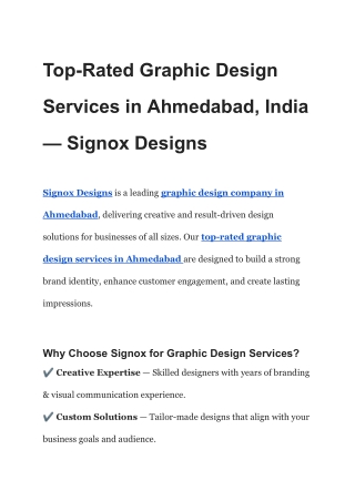 Top-Rated Graphic Design Services in Ahmedabad, India — Signox Designs