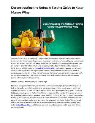 Deconstructing the Notes A Tasting Guide to Kesar Mango Wine