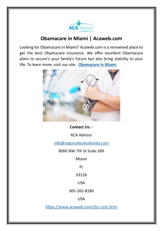 Obamacare in Miami | Acaweb.com