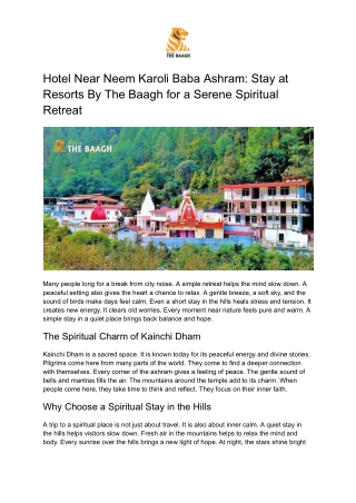 Stay at Resorts By The Baagh for a Serene Spiritual Retreat