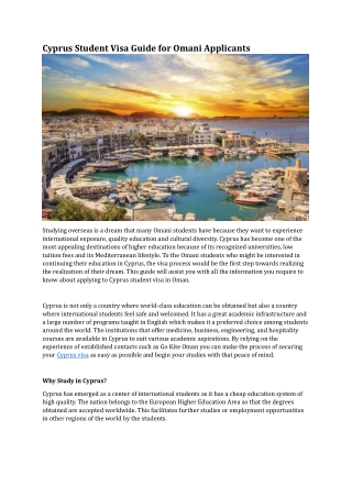 Cyprus Student Visa Guide for Omani Applicants