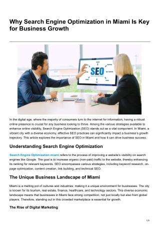 Why Search Engine Optimization in Miami Is Key for Business Growth