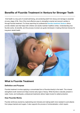 Benefits of Fluoride Treatment in Ventura for Stronger Teeth