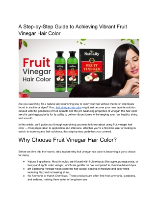 A Step-by-Step Guide to Achieving Vibrant Fruit Vinegar Hair Color