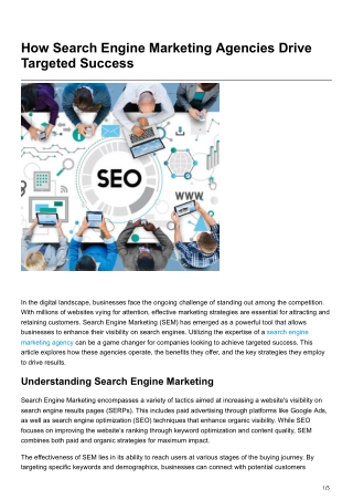 How Search Engine Marketing Agencies Drive Targeted Success