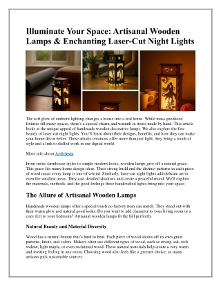 Artisanal Wooden Lamps & Enchanting Laser-Cut Night Lights