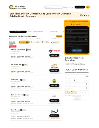 Taxi Service in Dehradun - Mr. Cabby