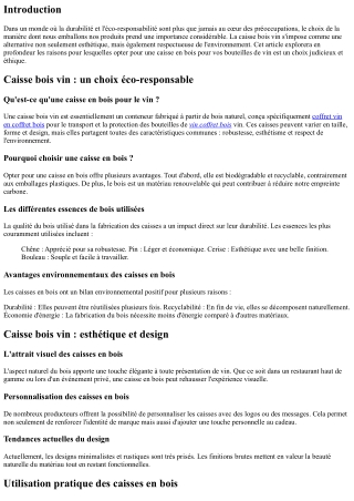 Caisse bois vin : un choix éco-responsable