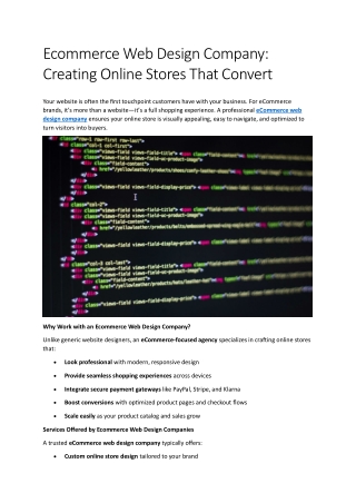 Ecommerce Web Design Company