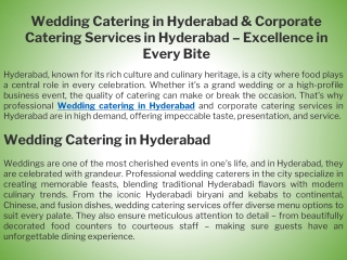 Wedding Catering in Hyderabad & Corporate Catering Services in Hyderabad – Excellence in Every Bite