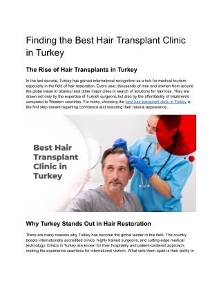 best hair transplant clinic in Turkey