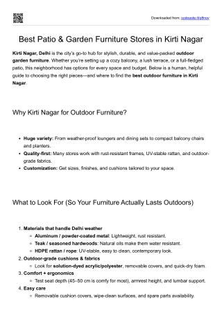 Best Patio & Garden Furniture Stores in Kirti Nagar