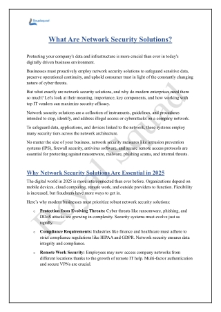 What Are Network Security Solutions